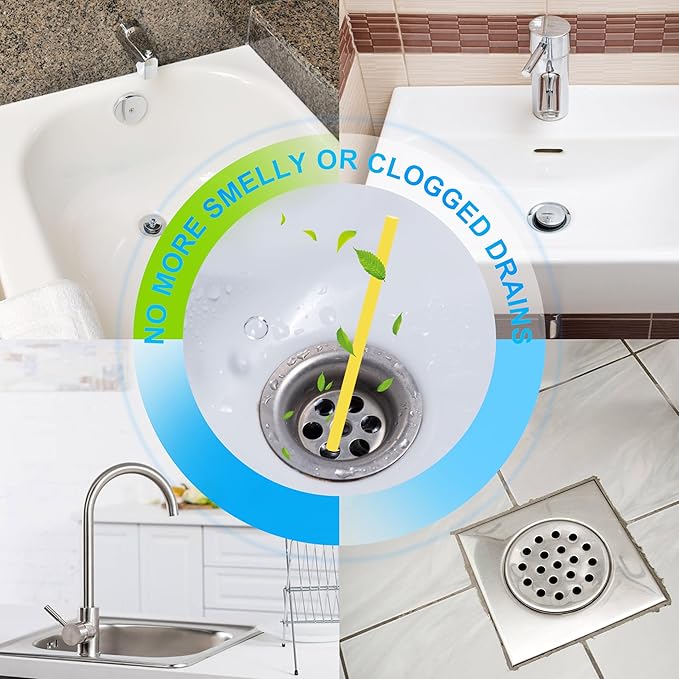 Drain Sticks Bio-Flow Drain Cleaner Sticks Lemon Scent Odor Remover for Sink Pipe Cleaning