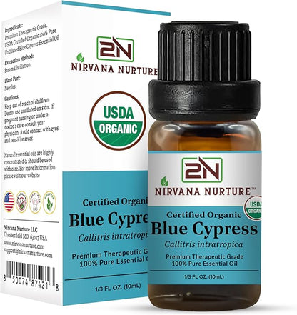 Blue Cypress Essential Oil USDA Certified Organic, 100% Pure Natural Premium Grade, Undiluted