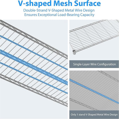 Homdox Heavy Duty Metal Shelves for Storage, 4 Tier Storage Racks and Shelving, Commercial Adjustable Wire Shelving Unit on Wheels, Garage Rack Pantry Shelves Kitchen Shelving, 18"x60"x72", Chrome