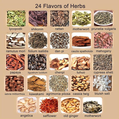 30 Pack Natural Plant Blend Detox Foot Soak Spa with Ginger - 900g Natural Chinese Herbs Foot Care and Foot Detox Soak for Home Wellness Routine 同仁堂艾草泡脚药包足浴包 (32 Ounce, 24 flavors)