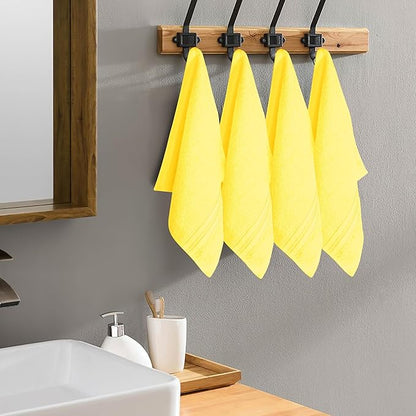 BOUTIQUO Ultra Soft Cotton Washcloths, Contains 12 Piece Face Cloths 12x12 inch, Ideal for Everyday use Face Towels, Compact & Lightweight Multi Purpose Washcloths - Lime Yellow