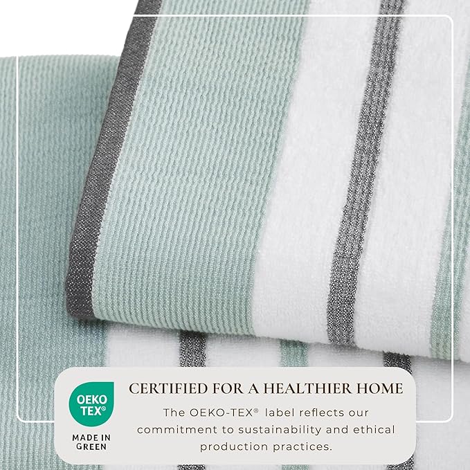 Great Bay Home Decorative Oversized Bath Sheet Set - Luxury Cotton 2 Pack 68x35 Extra Large Towels - Luxurious, Ultra-Soft, Durable Towels for Bathroom Decor (Eucalyptus/Grey)