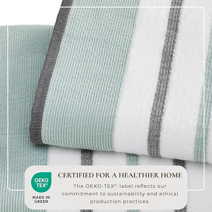 Great Bay Home Decorative Bath Towel Set - Luxury Cotton 4 Pack 54x27 Bath Towel Set - Luxurious, Ultra-Soft, Durable Towels for Bathroom Decor (Eucalyptus/Grey)