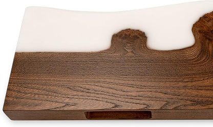 RWA Live Edge Floating Shelf – Unique Wood Floating Shelf for Wall Decor, Living Room, Bedroom, or Bathroom – Stylish Decorative Wall Shelves for Home & Office (Live Edge, White - 24x7)