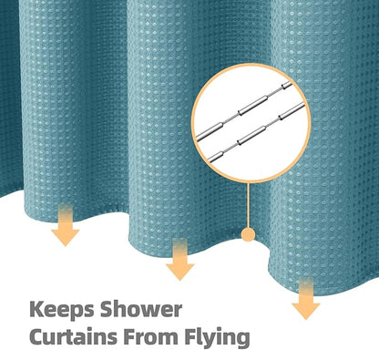 LaCyan 3 in 1 Waterproof Waffle Weave Shower Curtain and Clear Liner Set with 6 Stainless Steel Hooks Double Sided for Bathroom 72 Inches Heavy Duty Polyester Fabric Shower Curtains 36x72