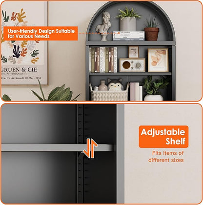 Arched Wall Shelf, Bathroom Arched Wall Cabinet with Adjustable Shelves for Bathroom, Living Room, Dining Room, Laundry, Kitchen
