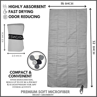 We Sweat’s (6 Pack) Microfiber Gym Towels, Silver ION Odor-Free Absorbent Fiber, Fast Drying Men & Women Workout Gear for Body Sweat, Towels, Sports Exercise Fitness Gear