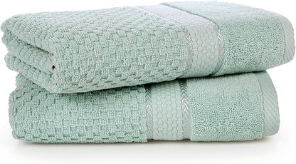 Ample Decor 100% Cotton Hand Towel for Kitchen Set of 2 Mint Green, Absorbent Premium Quality, Oeko TEX Certified, for Bathroom, Hotel, Spa, Gym, Kitchen - 18 X 28 Inch - Mulaayam Collection