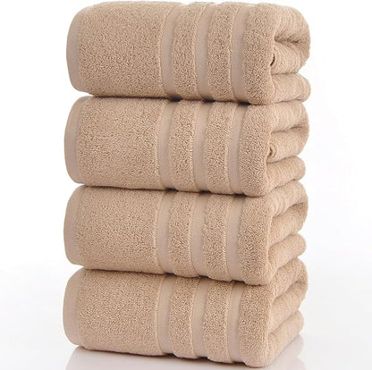 Cotton Bath Towel – Large 30x60 Inches, Soft, Thick & Absorbent Towel for Bathroom, Spa, or Home Use (Beige, 4 Pack – 30"x60")