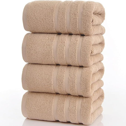 Cotton Bath Towel – Large 30x60 Inches, Soft, Thick & Absorbent Towel for Bathroom, Spa, or Home Use (Beige, 4 Pack – 30"x60")