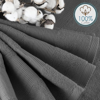 Hearth & Harbor Bath Towels for Bathroom - 100% Ring Spun Cotton Luxury Bathroom Towels - Ultra Soft & Highly Absorbent, Bath Towels Set of 10 - Dark Gray