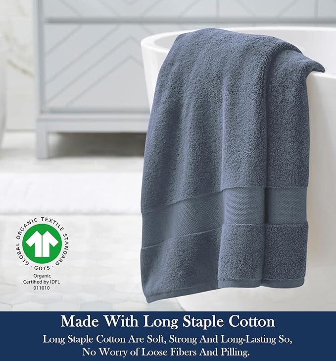 Delara Organic Cotton Luxuriously Plush Bath Sheet | GOTS & Oeko-TEX Certified | Premium Hotel Quality Towels | Feather Touch Technology| 650 GSM Long Staple|Soft, Quick Dry & Ultra-Absorbent 36"x70"