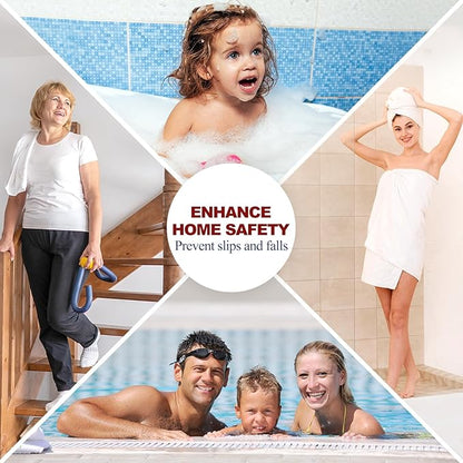 28 PCS Shower Floor Non Slip Stickers with Strong Adhesive, Invisible & Durable Anti Slip Shower Stickers with Scraper for Bath Tub, Pools and Stairs(Clear,Hexagon)