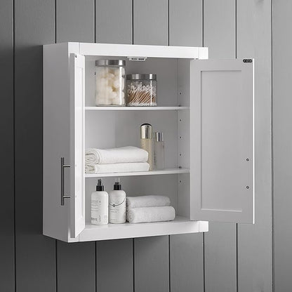 Crosley Furniture Savannah 2-Piece Wall Kitchen Storage Cabinet, Cabinets for Laundry, Bathroom, White