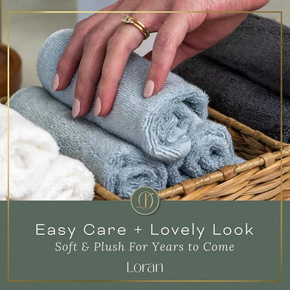 Sky Blue Washcloths Set of 6 Soft Facial Cloths 10” x 10” 100% Viscose Derived from Bamboo Spa-Like Feel Silky Face Cloth for Skin Cleansing