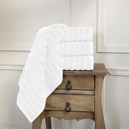 Classic Turkish Towels CTT Luxury Hand Towels for Bathroom Set of 4, 100% Turkish Cotton, Quick Dry & Comfy Towels for Hotel & Spa, Highly Absorbent | 20"x32" (White)