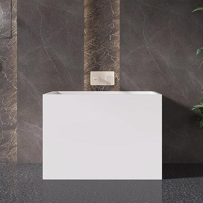 35" Acrylic Freestanding Bathtubs, Stand Alone Tub, Japanese Soaking Tub for Bathroom, Integrated Overflow and Drain, cUPC Certified, Gloss White