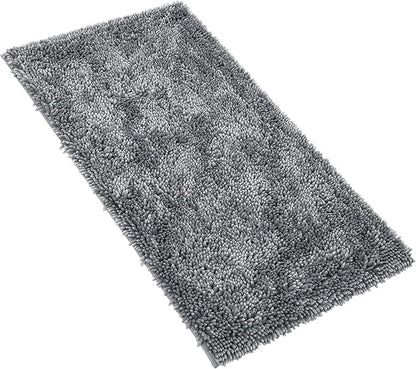 Yimobra Luxury Chenille Bathroom Rug Mat, Extra Soft and Absorbent Shaggy Bath Rugs Non Slip, Machine Washble Dry, Plush Floor Carpet for Tub, Shower, and Bath Room, 44x24 Inch, Silver