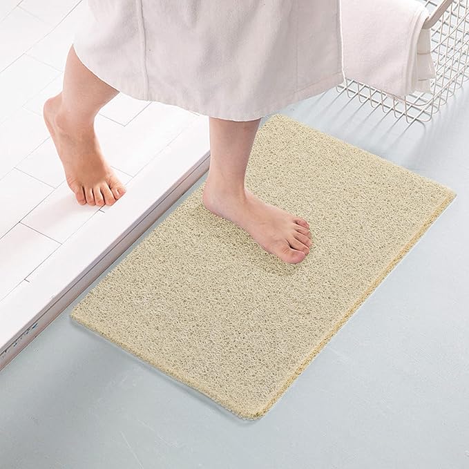 Joyhalo Bathtub Mat Non Slip, Bath Mat for Tub, Shower Mats for Inside Shower, 17x24 Inch, PVC Loofah Bathroom Mats for Wet Areas, Quick Drying, Beige