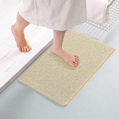 Joyhalo Bathtub Mat Non Slip, Bath Mat for Tub, Shower Mats for Inside Shower, 17x24 Inch, PVC Loofah Bathroom Mats for Wet Areas, Quick Drying, Beige