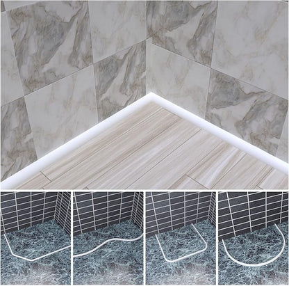 Duzzy 240 Inch Flexible Quarter Round Molding, Peel and Stick Silicone Rubber Trim Suitable for Wall Edge Floor Corner,Staircase Cabinet Edge White