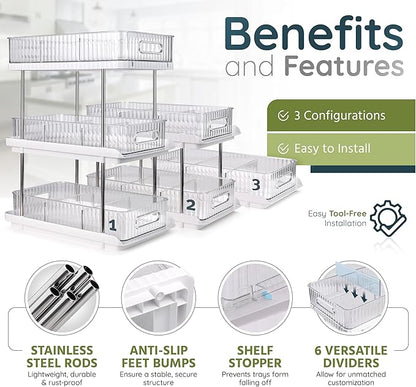 3-Tier Under Sink Organizer – Pull-Out Storage for Kitchen & Bathroom – Under Bathroom Sink Organizer, Under Sink Organizer Storage, Under Cabinet Storage Organizer
