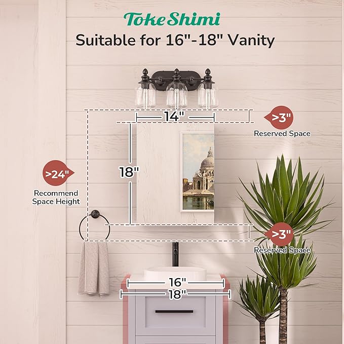 TokeShimi 14x18 Recessed Medicine Cabinet with Mirror Aluminum, Frameless Bathroom Mirror with Storage Stepless Adjustable, Silver Surface Mount Medicine Cabinet for Bathroom Farmhouse