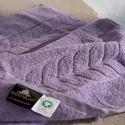 BAGNO MILANO Organic Turkish Cotton Bath Towels, Luxury Jacquard Collection, Certified Organic Highly Absorbent, Soft-Plush Towel Set (Lilac, 2 Pcs Bath Towel Set)