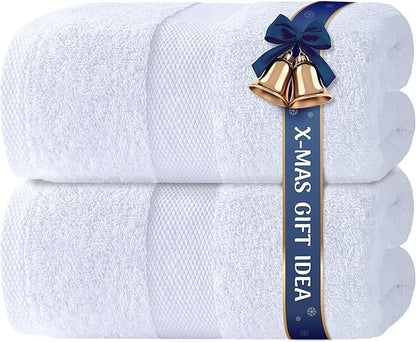 Bath Sheet Towels - 650 GSM Cotton Luxury Bath Towels Extra Large 35x70 | Highly Absorbent and Quick Dry | Hotel Quality Extra Large Bath Towels Oversized, White, 2 Pack