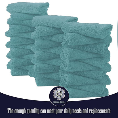 16 Pack Baby Washcloths - Luxury Coral Fleece - Extra Absorbent and Soft Wash Clothes for Newborns, Infants and Toddlers - Suitable for Sensitive Skin and New Born - Baby Shower - Teal, 10x10 Inch