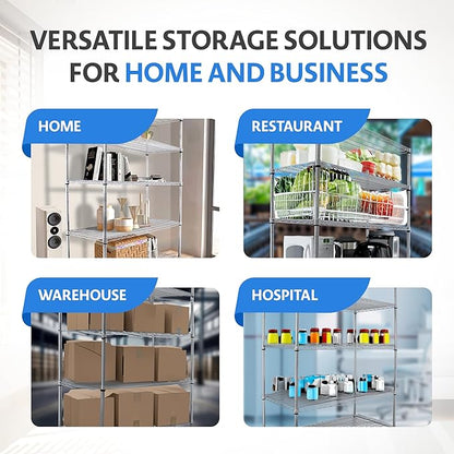 4000 LBS Heavy Duty Metal Shelving Unit – 36x18x76 NSF 5-Tier Wire Rack with Wheels, Adjustable Garage Storage Shelves, Chrome Wire Shelving for Kitchen, Warehouse, Bakers Rack – Crescent