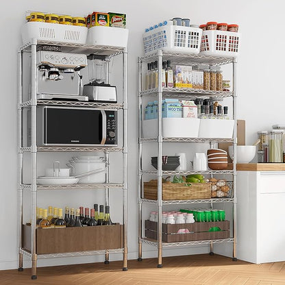11 Tier Storage Racks Shelving, Heavy Steel Pantry Shelves, Adjustable Wire Shelving Rack, Suitable for Garage, Kitchens, Offices, 22" W x 14" D x 188" H, Silver