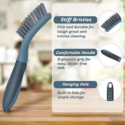 PHYEX 2 Packs Small Brushes for Cleaning, Stiff Bristle Grout Scrub Brushes for Kitchen, Bathroom, and Tile Floors, Ideal for Gaps, Crevices, and Window Tracks