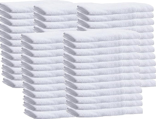 Towels N More Washcloth (60 White) - 100% Cotton Washcloth 12 x 12 - Highly Absorbent Bathroom washcloths, All Purpose Cleaning Towels, Face Towels (60)