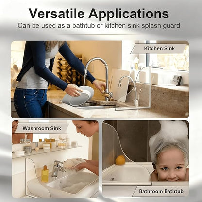 Shower Splash Guard Set, Waterproof Self-Adhesive Shower Corner Splash Panels for Bathtubs and Sinks Prevents water from splashing outside the shower or bathtub 2-Piece Set (7.28 x 8.07 inches)