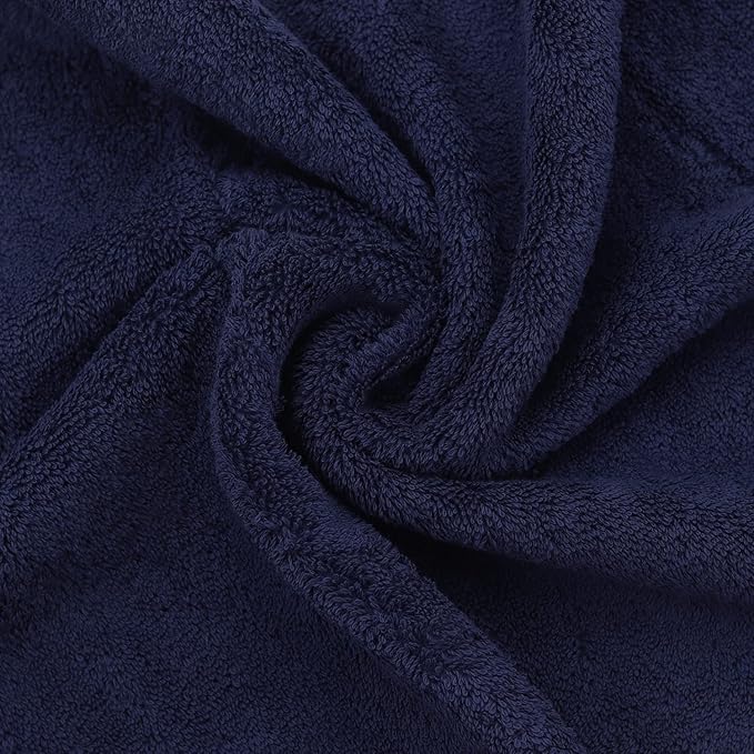 Luxury Hotel & Spa Collection Highly Absorbent, Quick Dry 100% Turkish Cotton 700 GSM, Eco Friendly Towel, for Bathroom Dobby Border Soft Bath Towel Set 27 X 54 -Navy Blue, Bath Towels - Set of 4