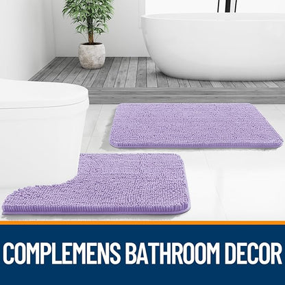OLANLY Bathroom Rugs 24x16, Extra Soft Absorbent Chenille Bath Rugs, Rubber Backing Quick Dry, Machine Washable Bath Mats for Bathroom Floor, Tub and Shower, Home Decor Accessories, Lavender