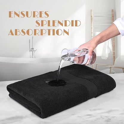 White Classic Luxury Soft Bath Sheets Set - 650 GSM Cotton Luxury Bath Towels Extra Large 35x70 | Highly Absorbent and Quick Dry | Hotel Quality Extra Large Towels Oversized, Black, 2 Pack