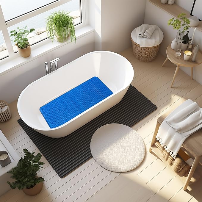 Double Layer Foam Non Slip Bathtub Mat 37x17in, More Comfortable and Thicker Tub Mat Than Ordinary Foam Shower Mat, Bath Mat for Tub with Suction for Comfort and Safety (Royal Blue, 36'' x 17'')