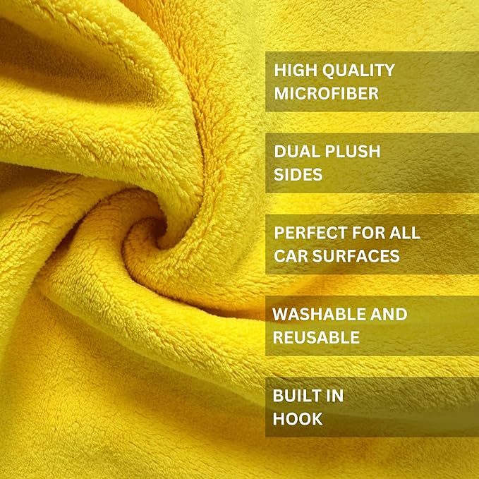 The Pro Stuff® Microfiber Towels for Cars, 600 GSM, Super Soft Drying Towels for Cars, Dual-Sided for Cleaning, Washing and Buffing, Tagless, Scratch-Free, Lint Free Cloth (16”x16”) | Pack of 3