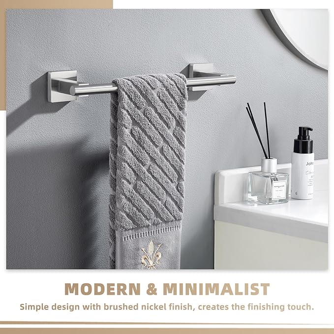 Suyar Bathroom Towel Holder Brushed Nickel, SUS 304 Stainless Steel Hand Towel Bar for Wall, 13.78 Inch