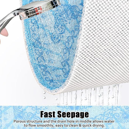 Square Shower Mat Non Slip: 27x27 Inch Extra Large Shower Floor Mat with Drain Hole in Middle - Soft PVC Loofah Bath Mat for Shower - Anti Slip Shower Stall Mat for Elderly and Kids