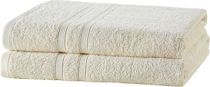 Clorox Bleach Friendly Towels, Quick Dry, 100% Cotton Bath Towels (30" x 52"), Highly Absorbent Soft Lightweight, Ideal for Everyday Use, Easy to Wash (2 Pack, Ivory)