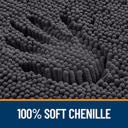 OLANLY Bathroom Rugs 47x17, Extra Soft Absorbent Chenille Bath Rugs, Rubber Backing Quick Dry, Machine Washable Bath Mats for Bathroom Floor, Tub and Shower, Home Decor Accessories, Dark Grey