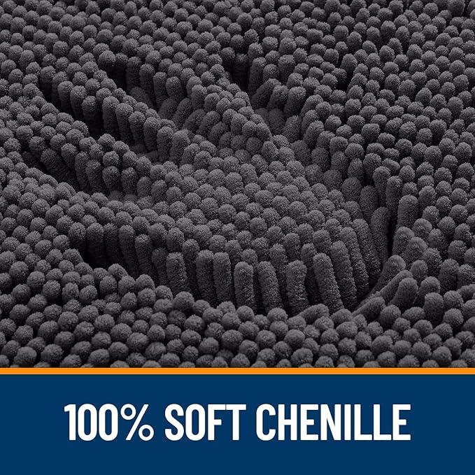OLANLY Bathroom Rugs 47x20, Extra Soft Absorbent Chenille Bath Rugs, Rubber Backing Quick Dry, Machine Washable Bath Mats for Bathroom Floor, Tub and Shower, Home Decor Accessories, Dark Grey