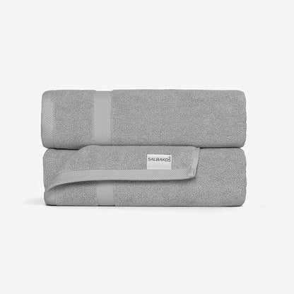 SALBAKOS 100% Turkish Cotton Bath Mat Set 2-Piece - 20x34 inch, Premium Quality Hotel & Spa Collection, Soft, Absorbent, Long Lasting, Durable Bathroom Rugs | Made in Turkey (Silver, 2 Bath Mats)