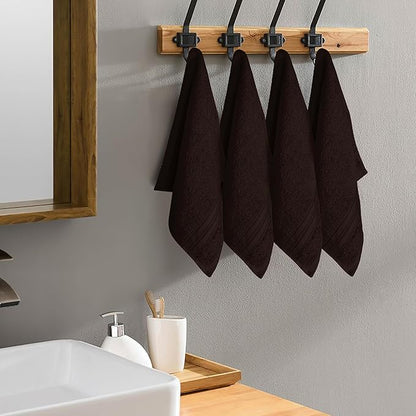 BOUTIQUO Ultra Soft Cotton Washcloths, Contains 12 Piece Face Cloths 12x12 inch, Ideal for Everyday use Face Towels, Compact & Lightweight Multi Purpose Washcloths - Chocolate Brown