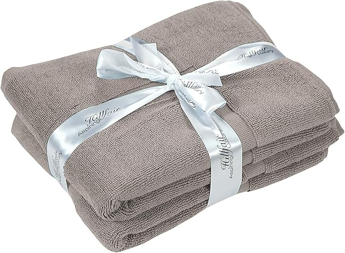 Hillfair Premium 600 GSM Cotton Bath Towel Set - 6 Piece, Machine Washable, Super Soft & Absorbent: 2 Bath, 2 Hand, 2 Washcloth - Stone Color