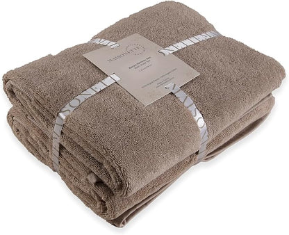 Maisonette Elegance 100% Organic Cotton Turkish Bath Sheets - Soft Absorbent Oversized Bathroom Towel - Ideal Quick Dry Extra Large Luxury Towel Set for Shower (35" x 70", 2 Pack) - Light Brown (Dune)