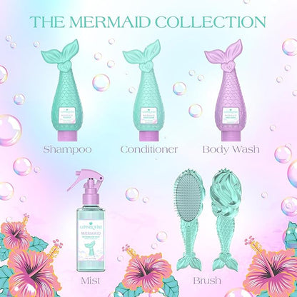 Glimmer Wish Mermaid Kids Body Wash, Gentle Cleanser and Moisturizing Sulfate Free Body Wash, Skin Care for Kids, Tropical Beach Scent, 12 Fl Oz